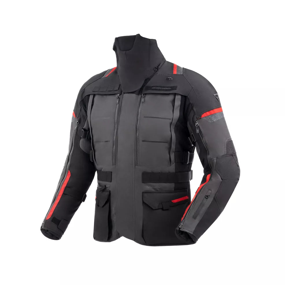 Cubby-v Giacca In Tessuto 3 Strati Black-anthracite-red Rebelhorn