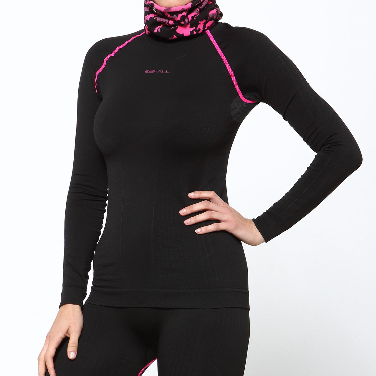 Maglia M/l Donna Running Pesante Budapest Polipropilene/elastan Nero/fucsia - 1