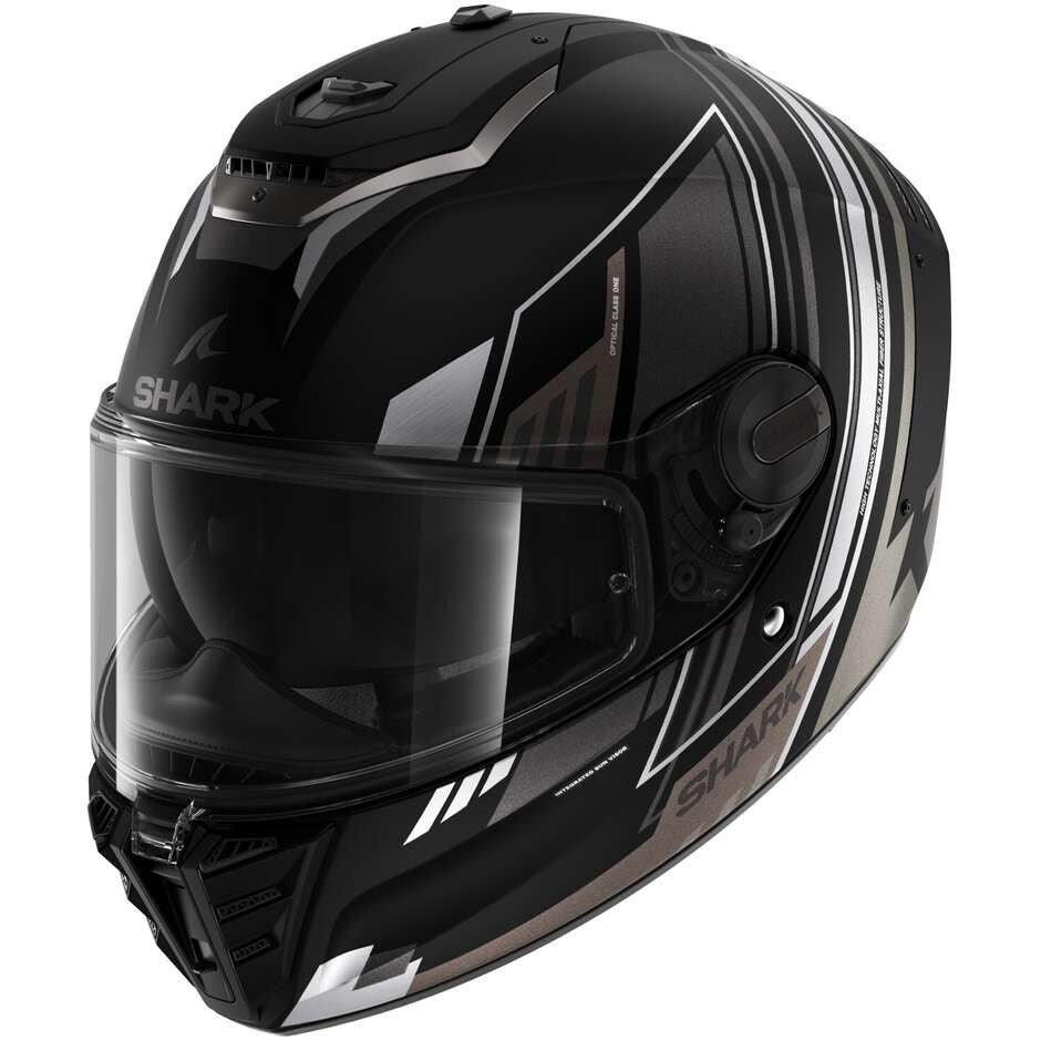 Spartan Rs Byrthon Mat Black Anthracite Chrom Casco Integrale In Fibra Shark - 1