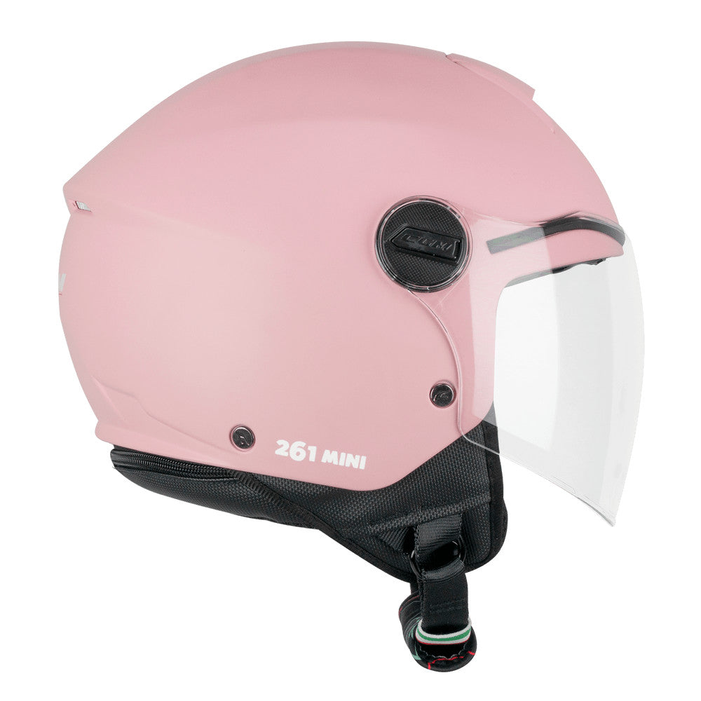 Mini Mono Rosa Opaco Casco Jet Bambina/o con Adesivi Inclusi Cgm - 1