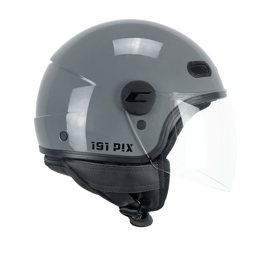 Casco Jet Pix Mono Grigio con Visiera Lunga Cgm - 1