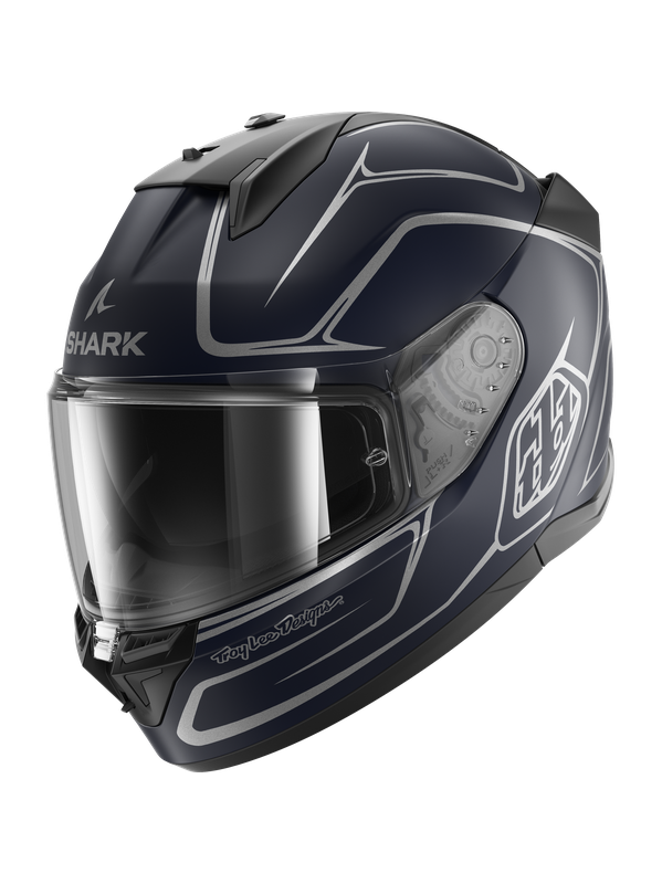 D-skwal 3 Drone Mat Blu Silver Blu Tld Casco Integrale Doppia Visiera Shark