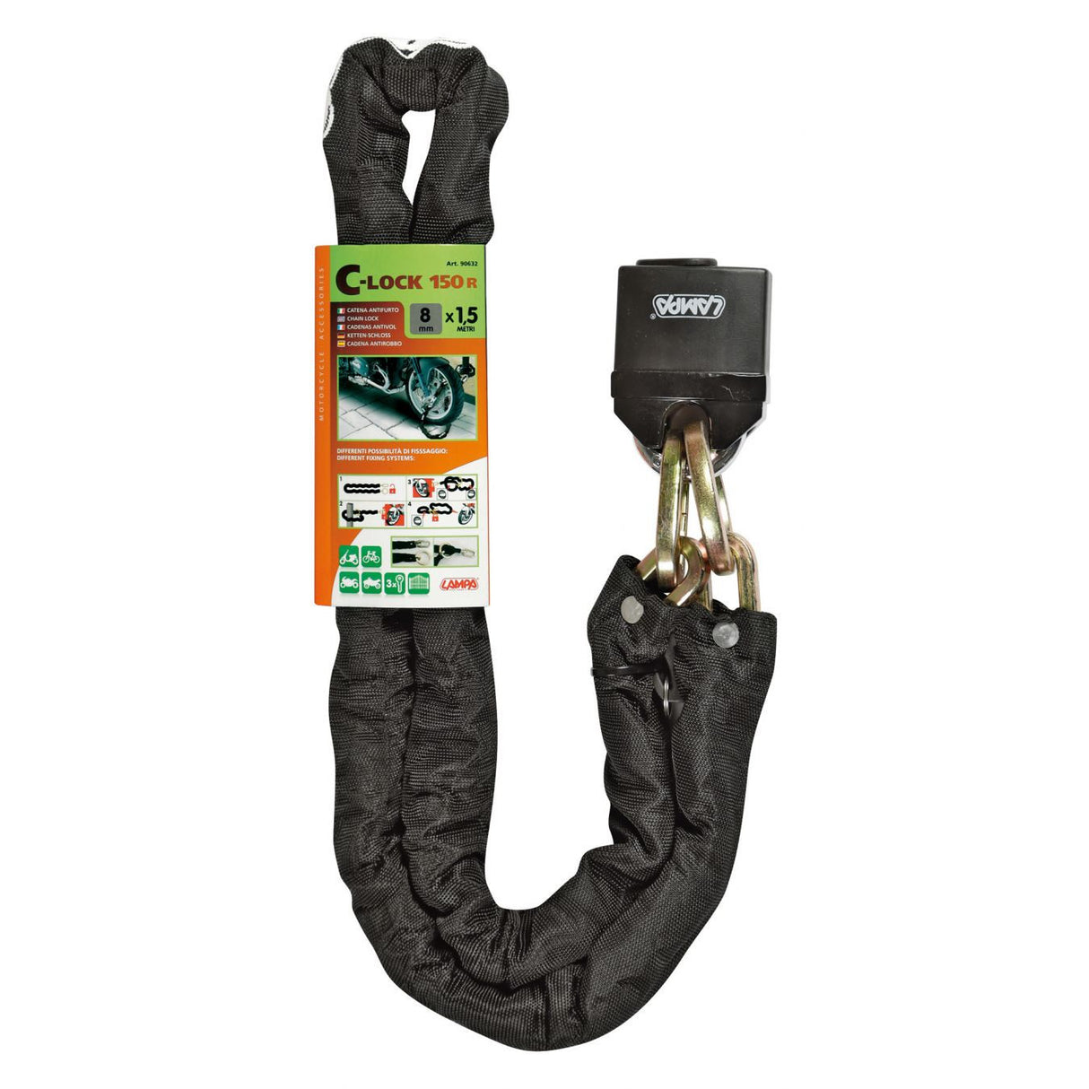 Catena Antifurto 8mm Chiusura a Cappio e Lucchetto Lampa - 3