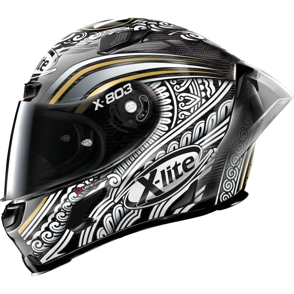 X-803 Rs U.c. Replica Canet Carbonio Bianco Oro Casco Racing X-lite - 3