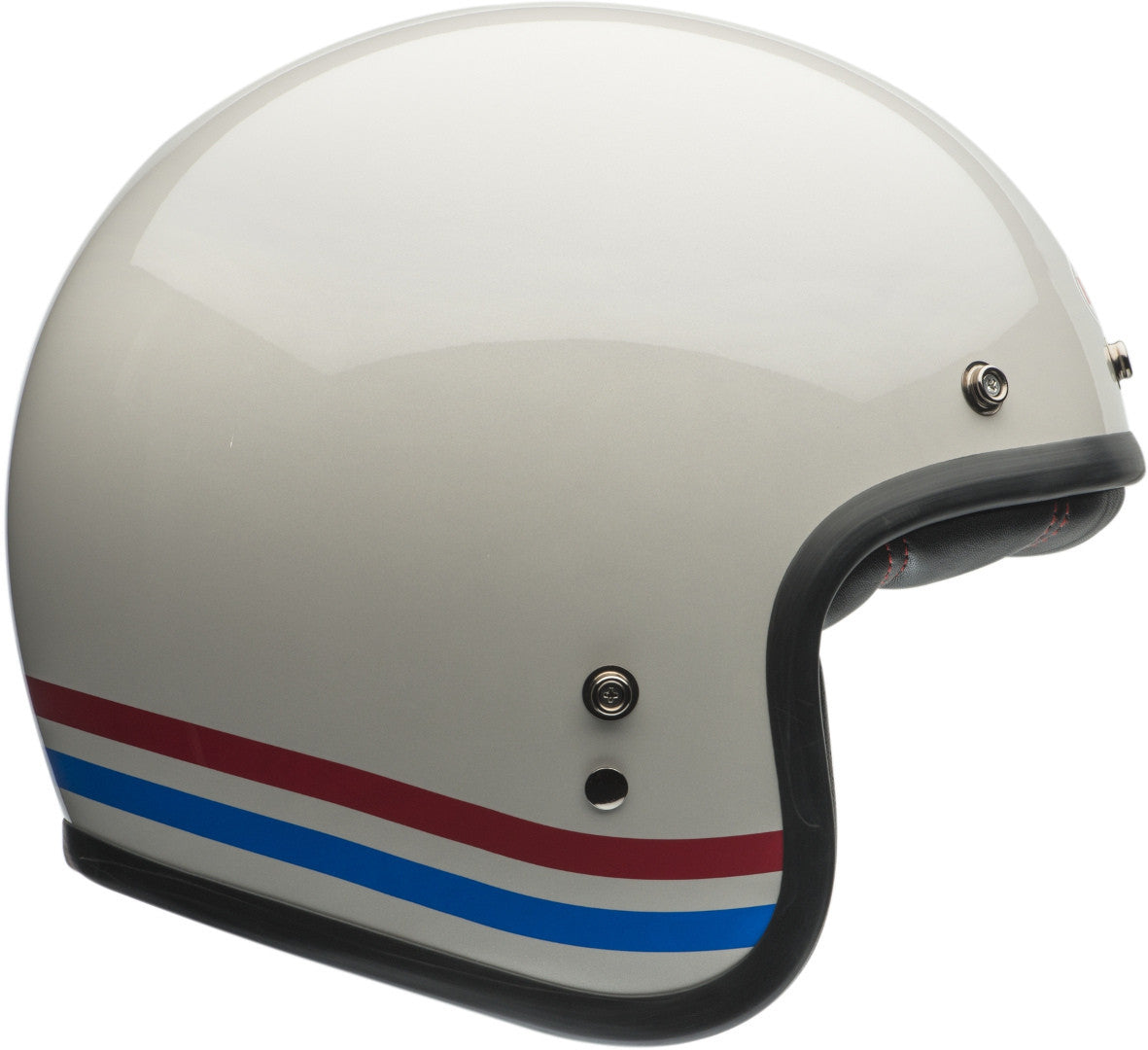 Casco Custom 500 Dlx Stripe Bell - Casco Jet In Fibra con Borsa In Pelle Bianco Perla - 1
