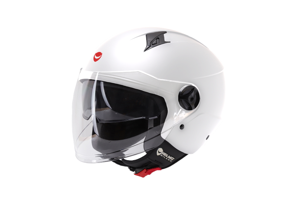 Sirio Shiny White Casco Jet Doppoa Visiera Helmo Milano