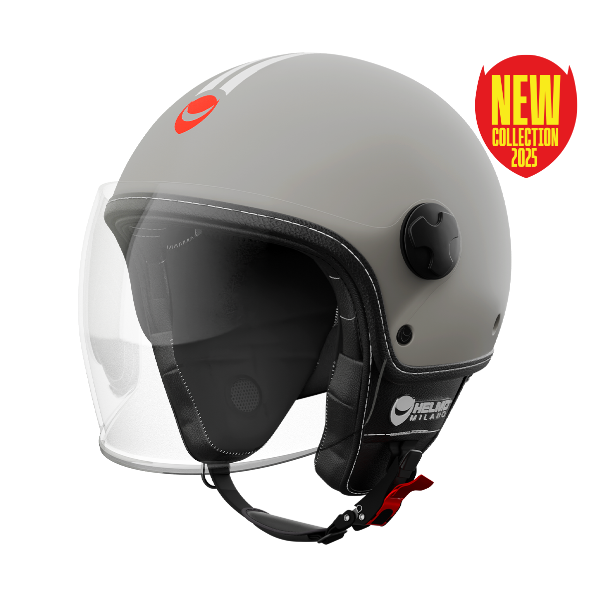 Veloce Dove Grey Casco Jet Visiera Lunga Helmo Milano