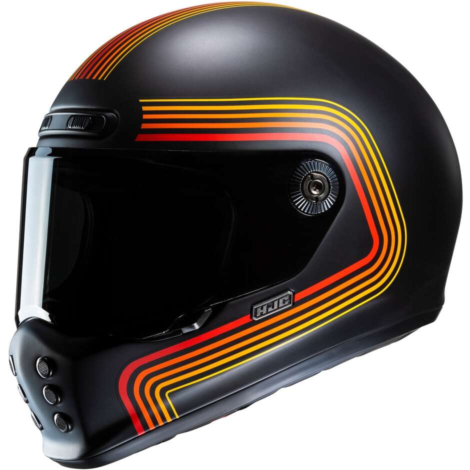 V10 Foni Mc1sf Casco Integrale Vintage Nero/rosso/giallo Hjc