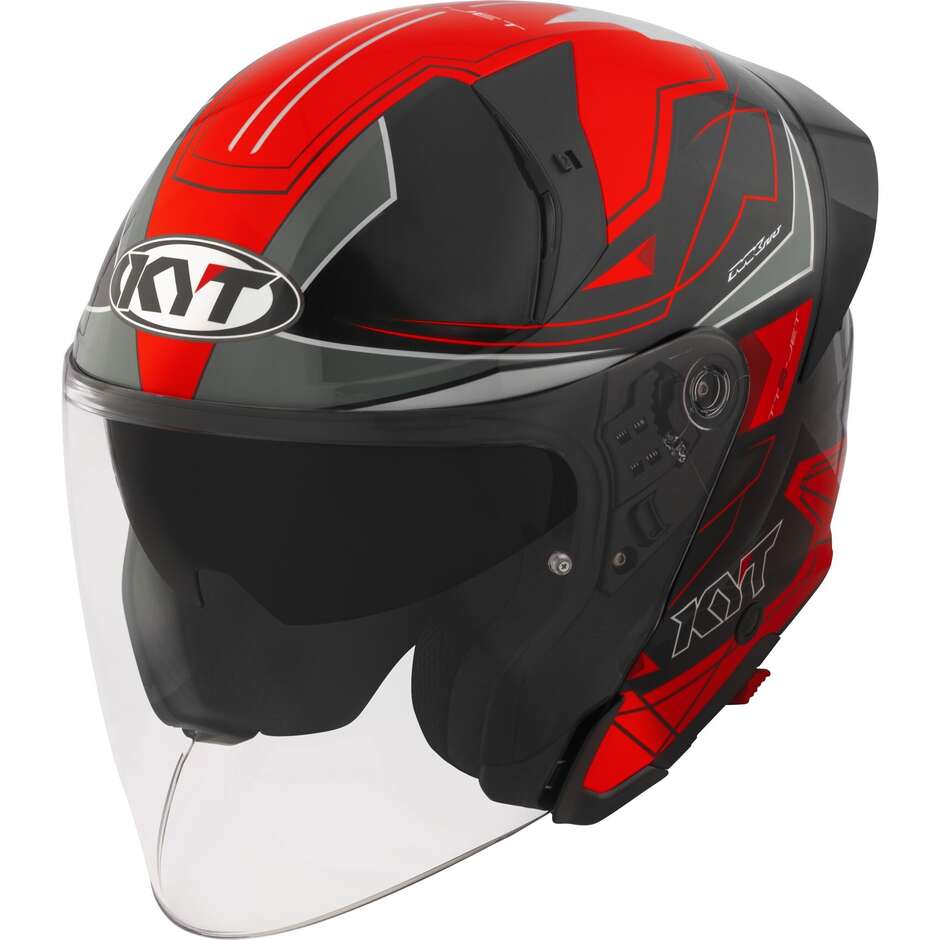 Ttr-jet Led Black/red E06 Casco Jet Doppia Visiera Kyt