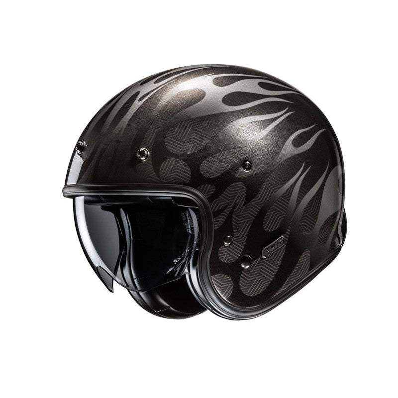 V31 Firo Fire Grey Casco Jet Vintage In Fibra Hjc