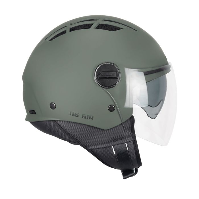 Casco Air Mono Verde Opaco Areato con Doppia Visiera Cgm