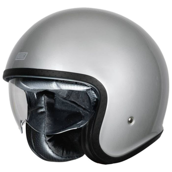 Spirit Solid Silver Gloss 22.06 Casco Jet Vintage con Visierino Interno Origine