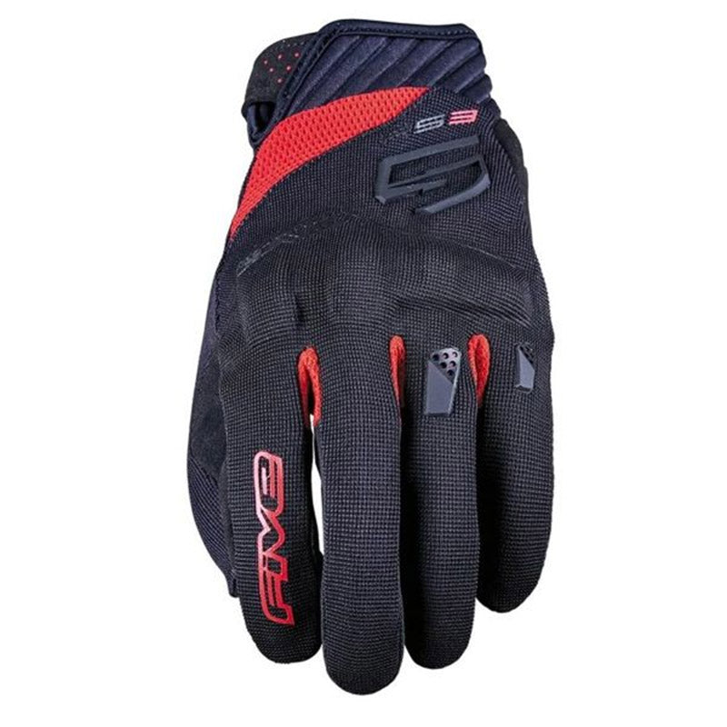 Guanti Five Rs3 Evo Black-red In Tessuto Elasticizzato/pelle Sintetica Five