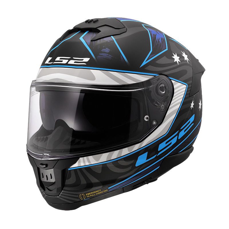 Ff808 Stream Ii Galdam Black Blue Casco Integrale Doppia Visiera Ls2
