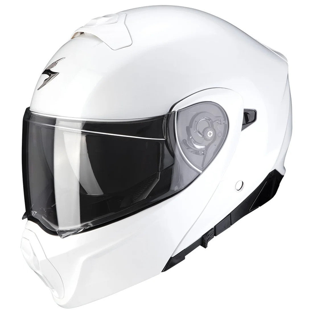 Exo-930 Solid Pearl White Casco Modulare Trasformbile In Jet Scorpion