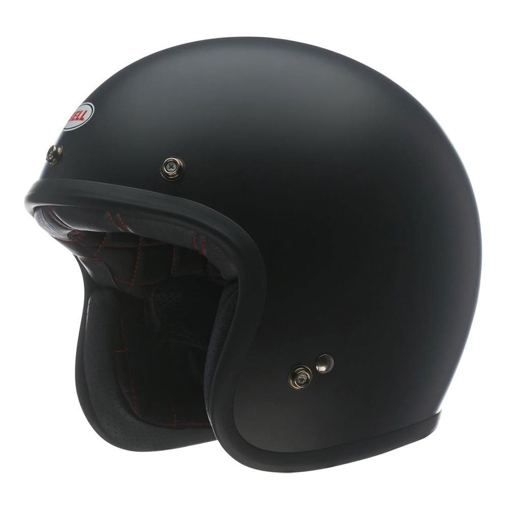 Custom 500 Solid Matt Black Casco Jet 3 Bottoni Bell