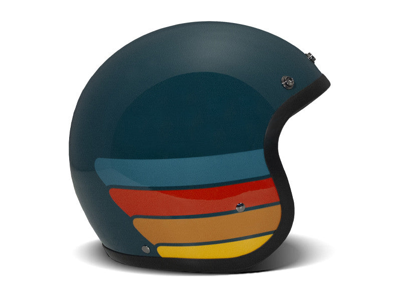 Casco Jet Vintage Petrolhead Verde Petrolio Azzurro Rosso Beiage Giallo Dmd