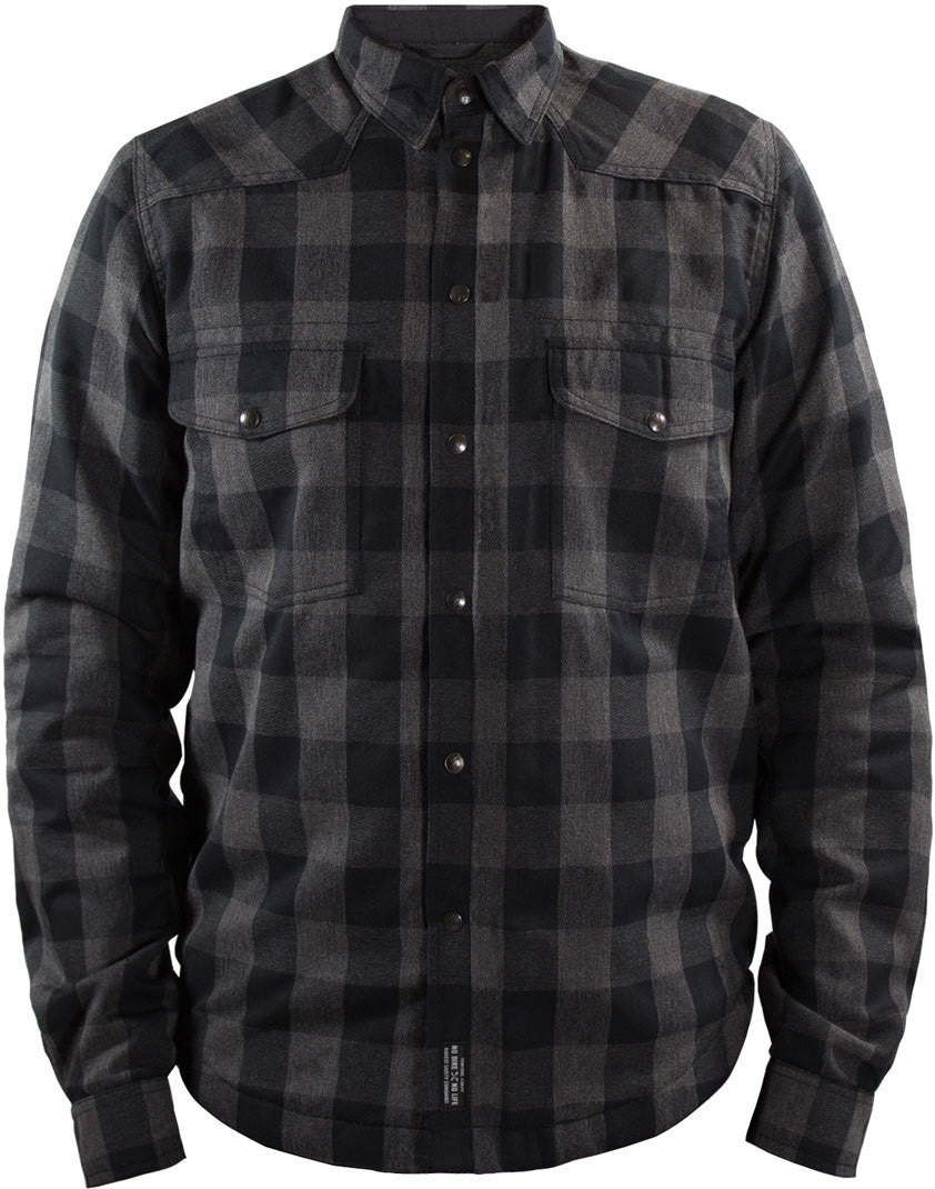 Camicia Scacchi Nero Grigio Foderata In Kevlar con Protezioni John Doe