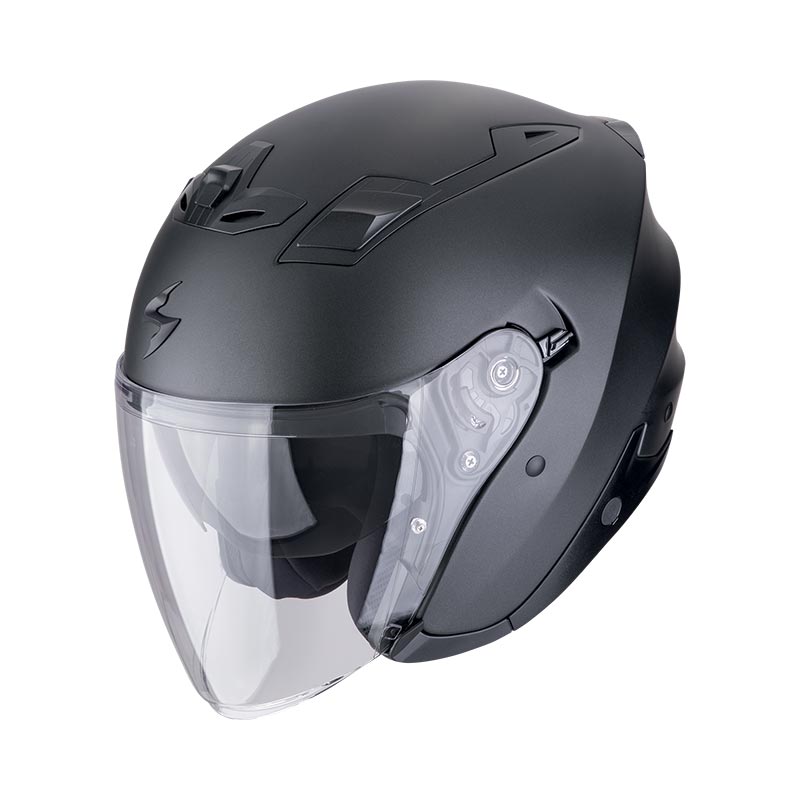 Exo-z1 Nero Perla Opaco Casco Jet In Fibra Doppia Visiera Scorpion