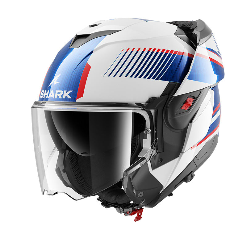 Casco Convertibile Oxo Sikter White Chrome Blu Shark