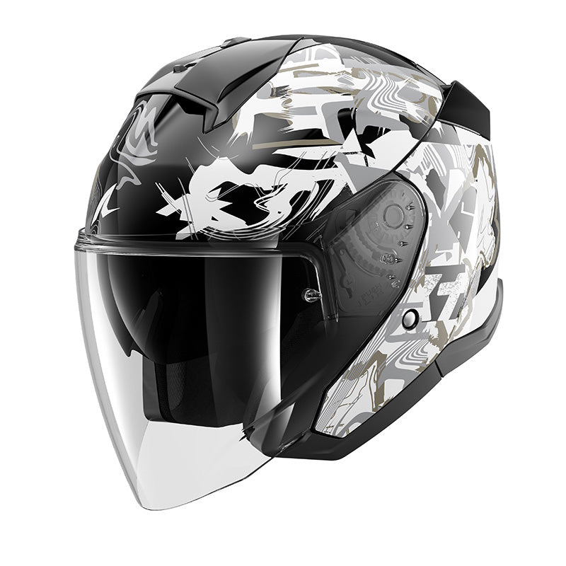 Casco Skwall Jet Pranz Nero-grigio Doppia Visiera Shark