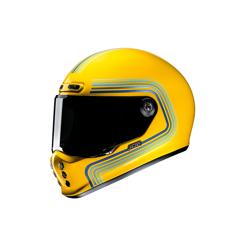 V10 Foni Mc3 Yellow Casco Integrale In Fibra Vintage Hjc
