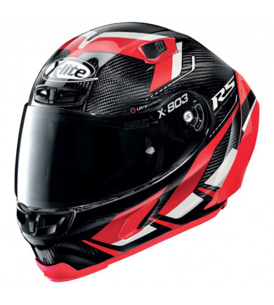 X-803 RS ULTRA CARBON MOTORMASTER CARBONIO ROSSO BIANCO CASCO RACING X-LITE
