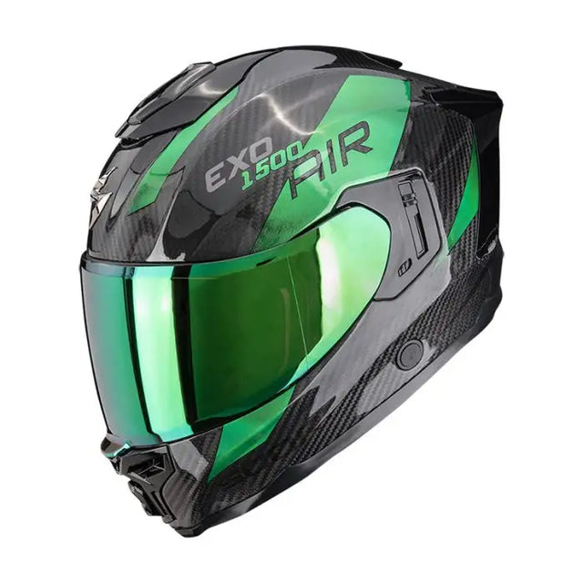 EXO-1500 CARBON AIR PLATTED NERO-VERDE CASCO INTEGRALE SCORPION