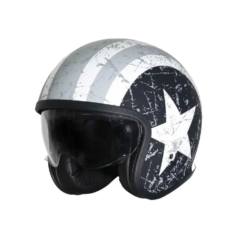 Spirit Rebel Star Grey Matt 22.06 Casco Jet Vintage  con Visierino Interno Origine