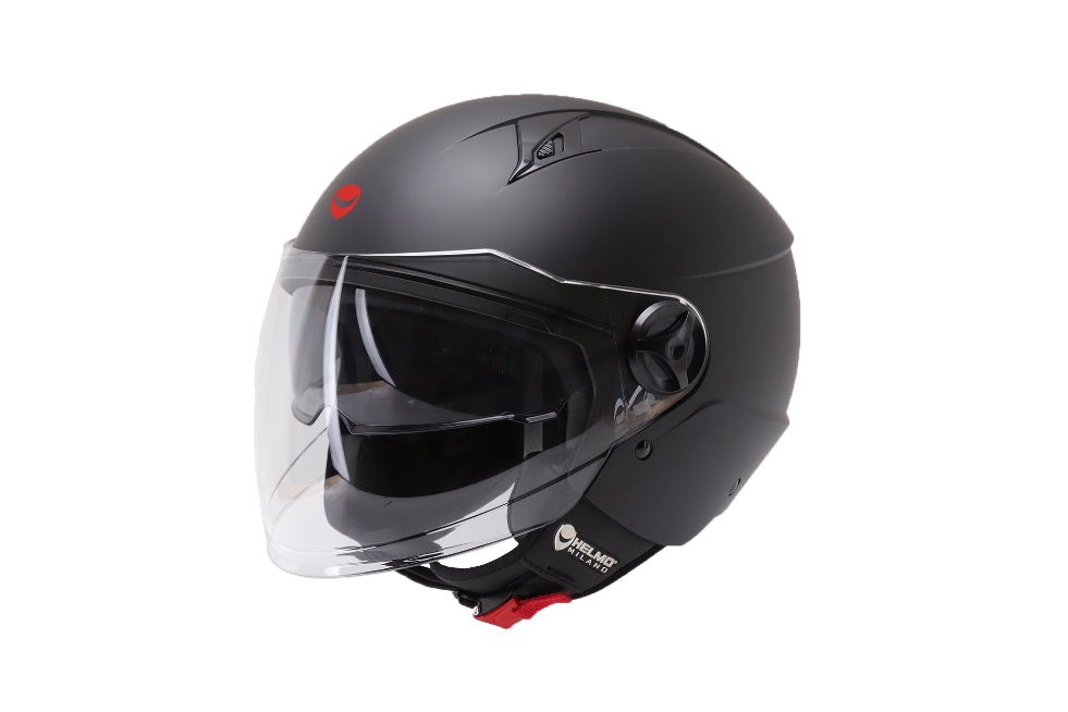 Sirio Mat Black Casco Jet Doppia Visiera Helmo Milano