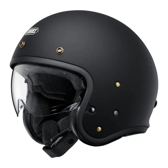 J-o2 Casco Jet Matt Black E.06  In Fibra con Visierino Interno Shoei