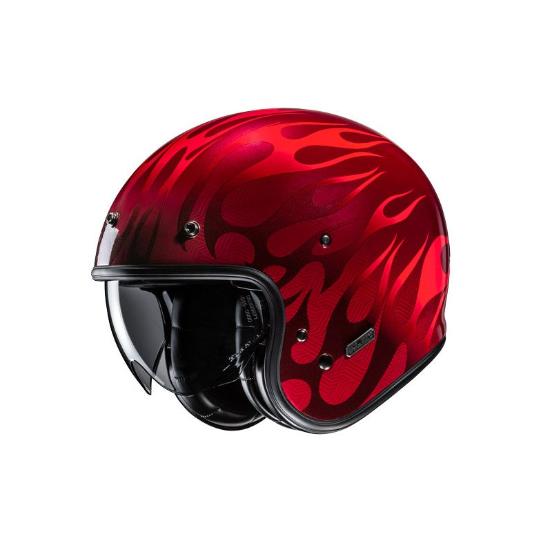 V31 Firo Fire Red  Casco Jet Vintage In Fibra Hjc