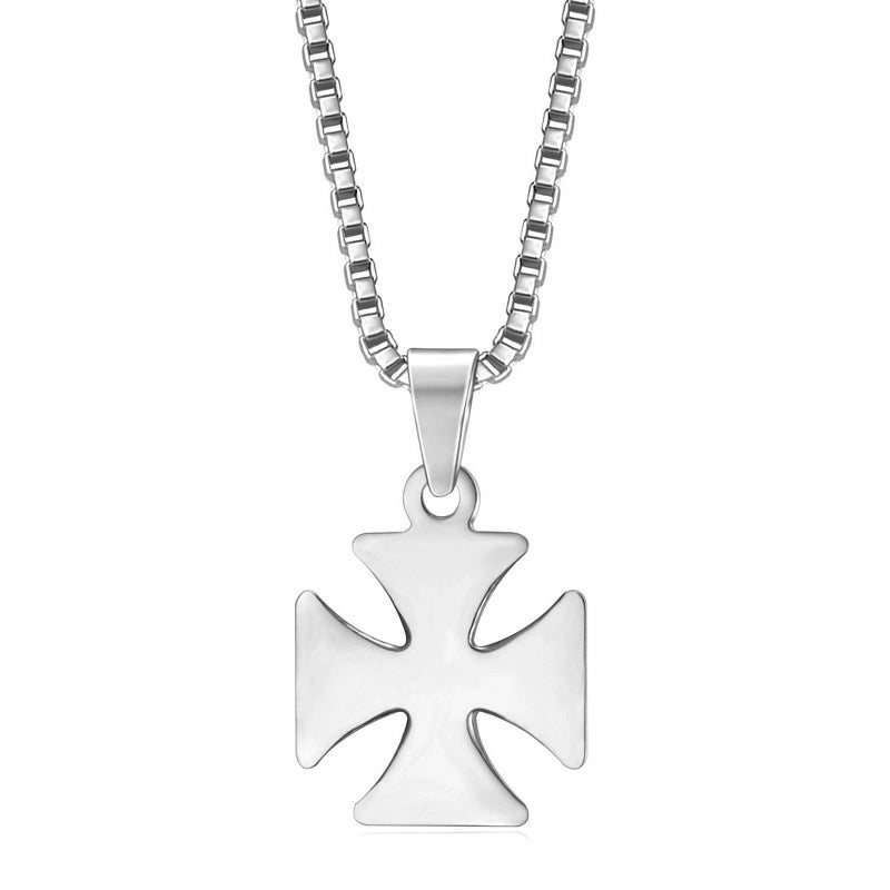 Ciondolo Croce Pattee Cavalliere Templare Acciaio Oro+catena