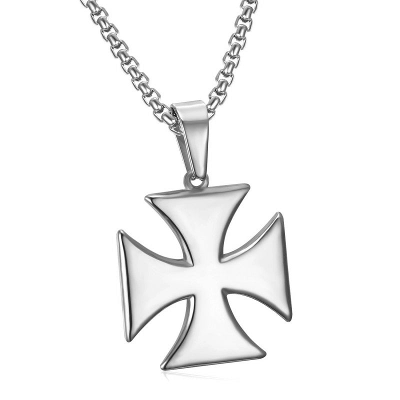 Ciondolo Croce Templare Pattee Solare Argento +catena