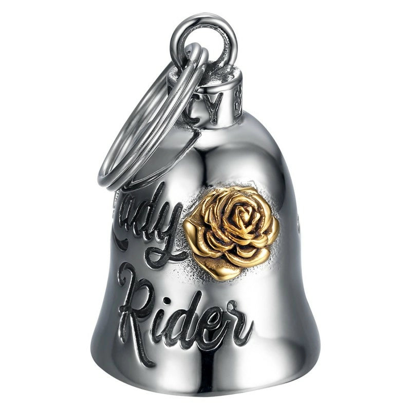 Guardian Bell Campanella Porta Fortuna  Moto Acciaio Oro,cranio,crossbones Croce