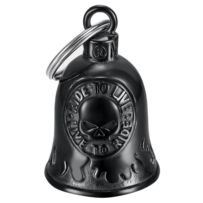 Guardian Bell Campanella Porta Fortuna  Moto Acciaio Oro,cranio Crossbones Croce