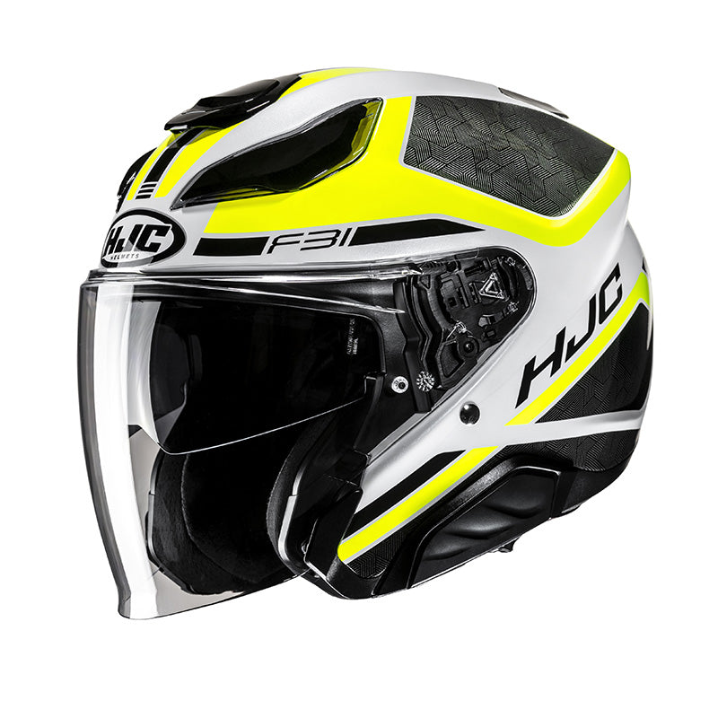 F31 Ceron Mc3h Biano-nero-giallo Casco Jet In Fibra Hjc