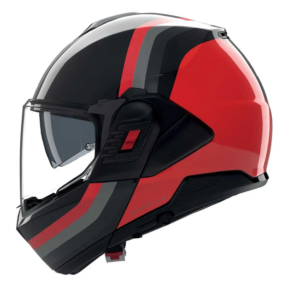 N120-1 Lineso Casco Convertibile Nero-grigio-rosso Nolan