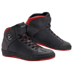 Double Wp Black-red Scarpa Sneaker In Pelle Impermeabile Stylmartin