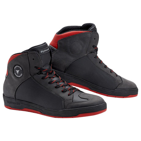 Double Wp Black-red Scarpa Sneaker In Pelle Impermeabile Stylmartin
