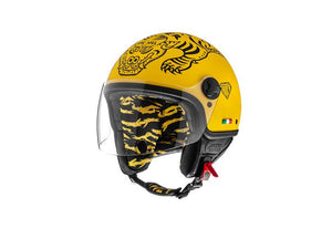 Iuter Yellow Black Tiger Casco Demi-jet con Visiera Helmo Milano