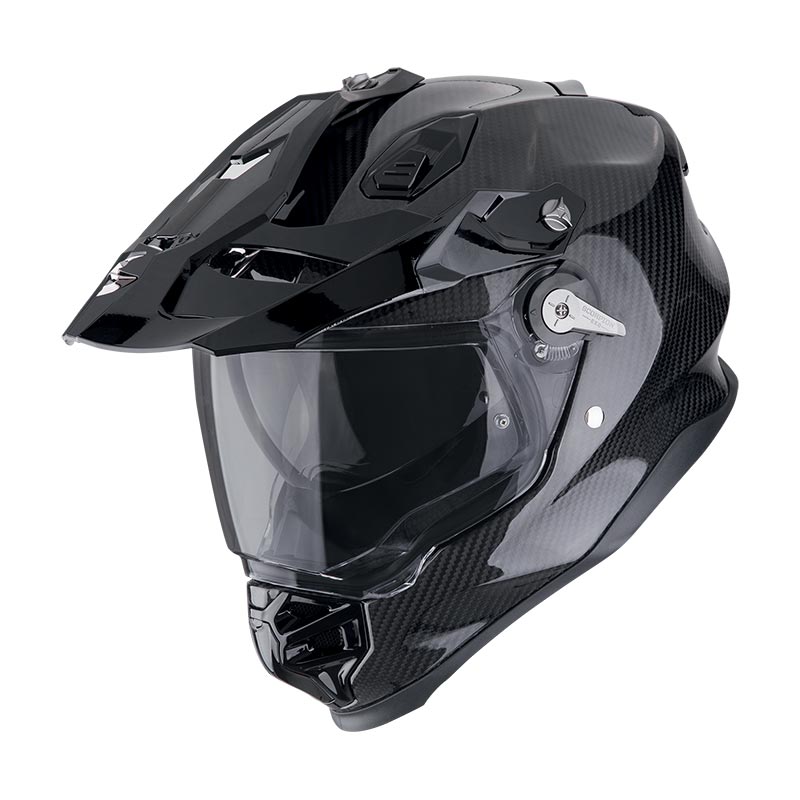 Adf-9000 Carbon Air Solid Nero Casco Integrale Adventure con Visierino Scorpion