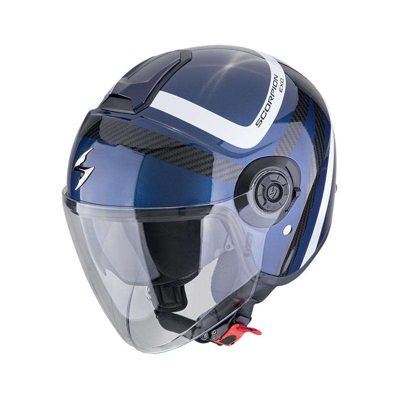 Exo City Ii Riva Blu-nero Casco Jet Doppia Visiera Scorpion