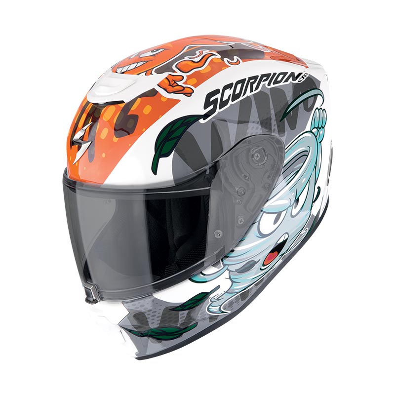Exo-jnr Air The4elements Bianco-blu-arancione Casco Integrale Bambino/a Scorpion