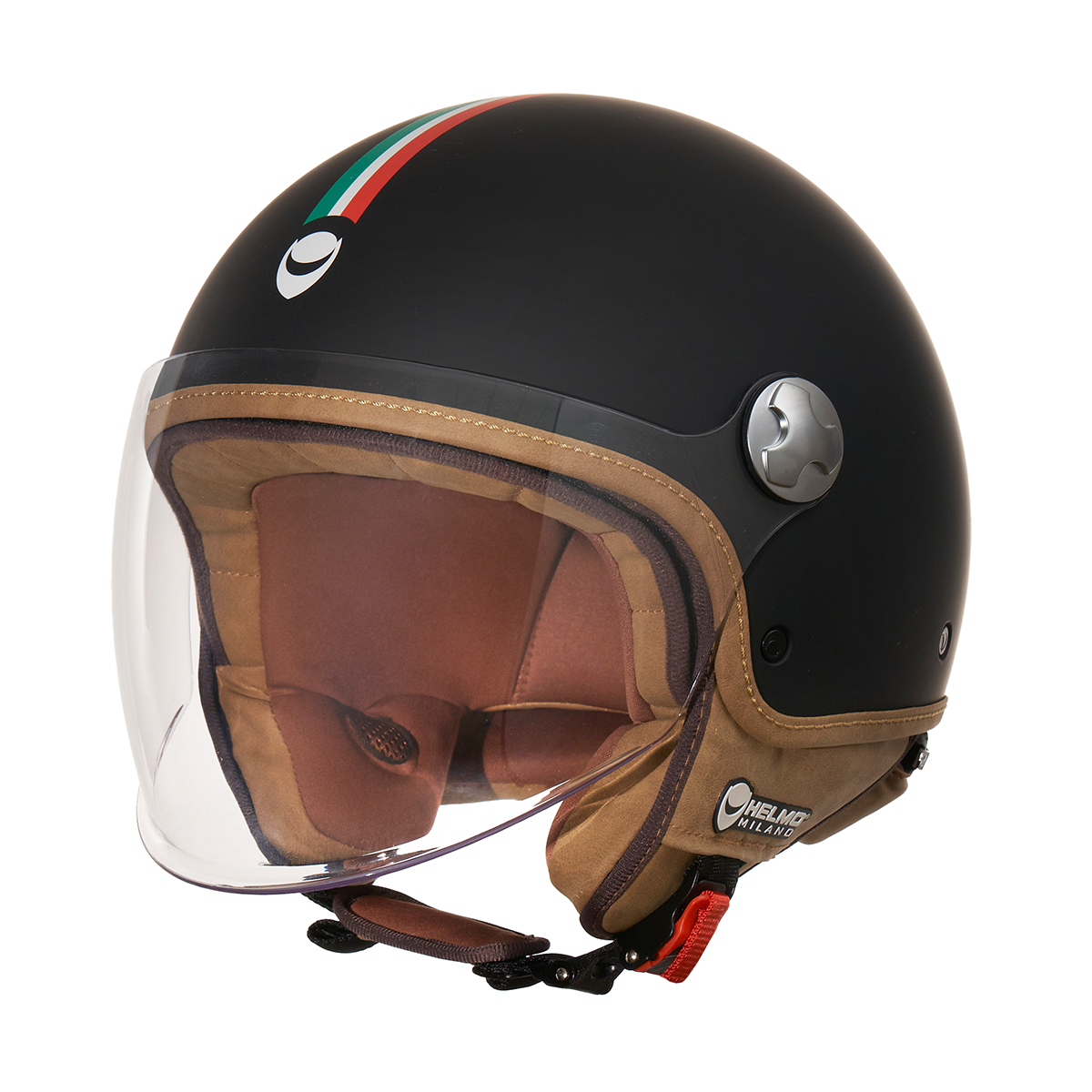 Veloce Italian Flag Matt Black Casco Jet Helmo